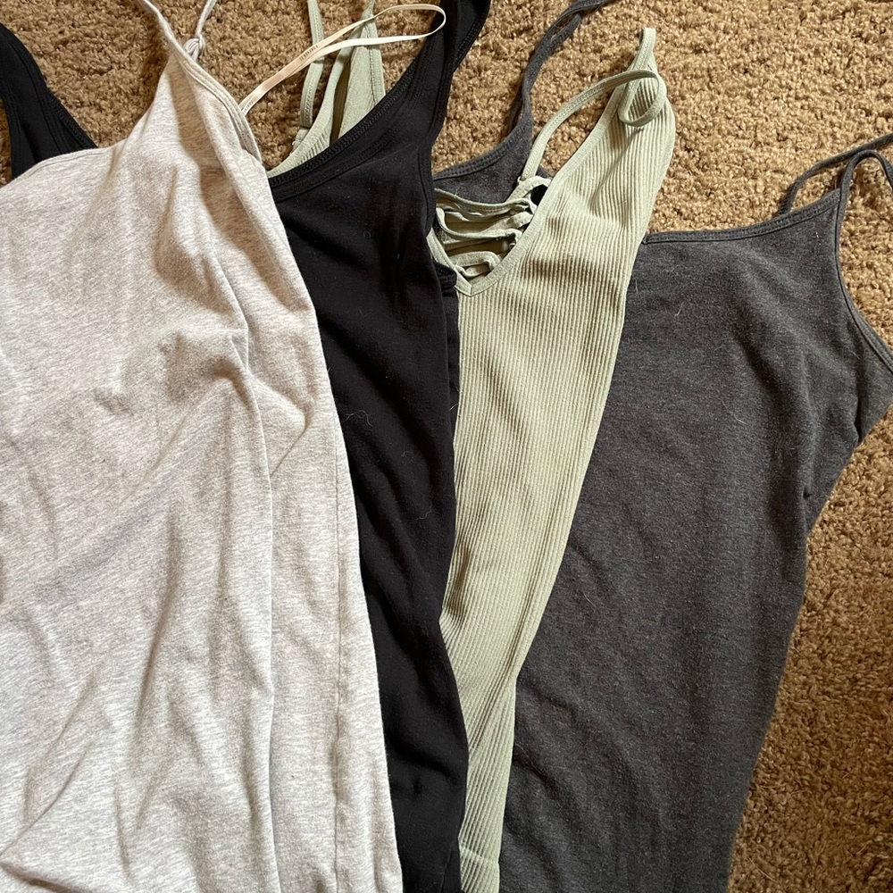 Women's Assorted Tank Tops - Black, Dark Gray, Light Gray and Green - Size Large